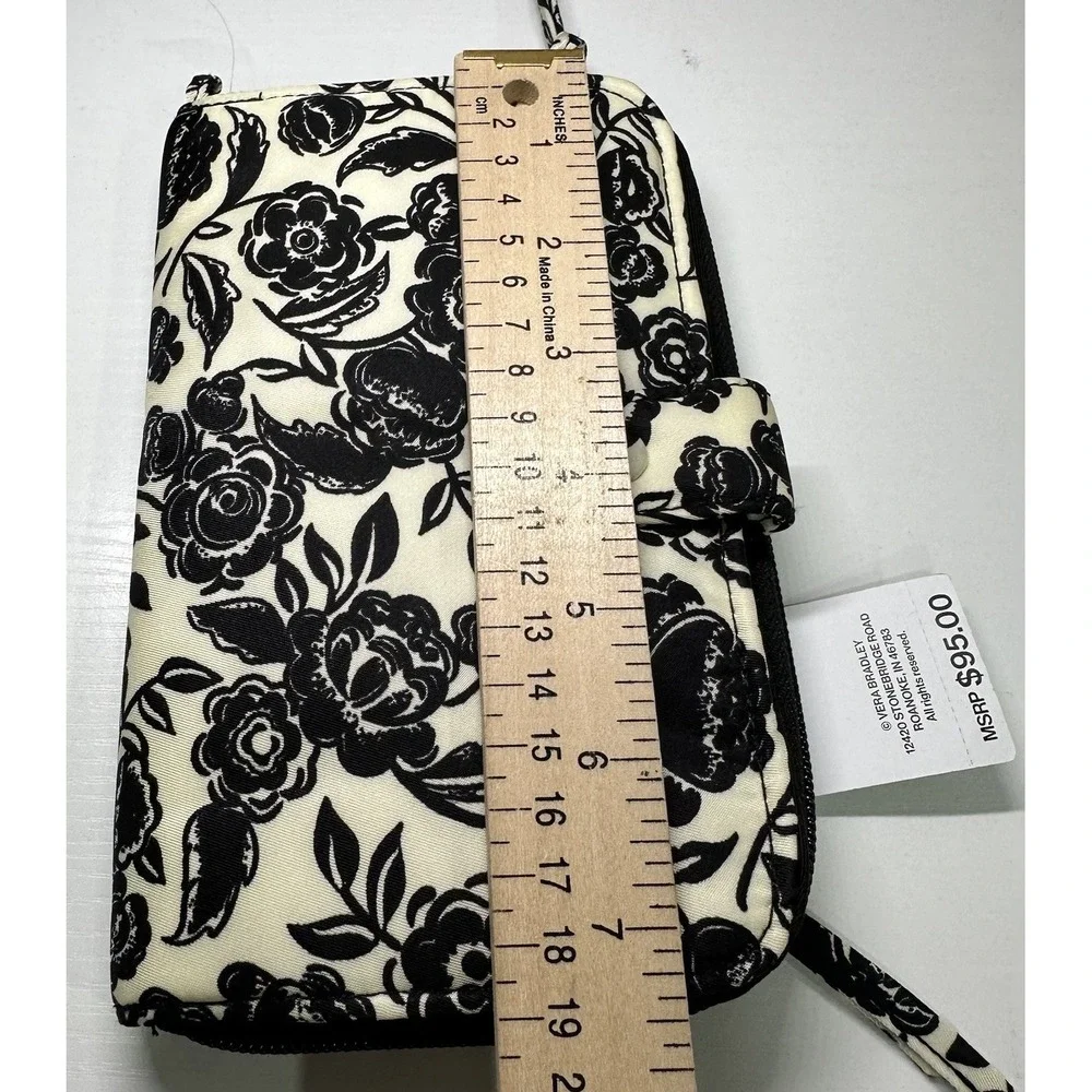 NWT Vera Bradley Large Tab Nylon Wallet Bubbly Flowers Black Pattern MSRP $95.00 - Picture 5 of 13